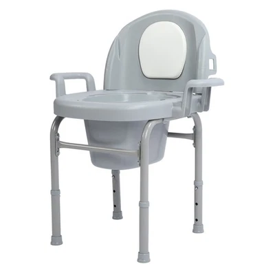 Portable Bedside Commode Chair 3 Adjustable Heights Mobile Toilet With - Image 1 of 4