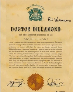 Bill Youmans Hand Signed 8x10 Photo Autograph, Wicked The Musical Dr Dillamond - Picture 1 of 2