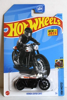 Hot Wheels 2023 HW Moto 4/5 Honda CB750 Café #141/250 Blanco y Negro - Nuevo Foto 1 de 2