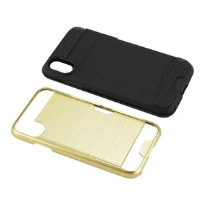 Funda híbrida Reiko iPhone X/ XS delgada blindada con tarjetero (dorada) - Imagen 1 de 2