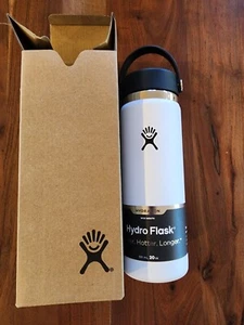 Hydro Flask 20 oz Wide Mouth Bottle with Flex Cap, White š - Picture 1 of 4