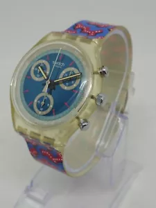VINTAGE 1992 Swatch Chrono SCK100 "Wild Card" 37mm Swiss Made Watch NOS - Picture 1 of 10