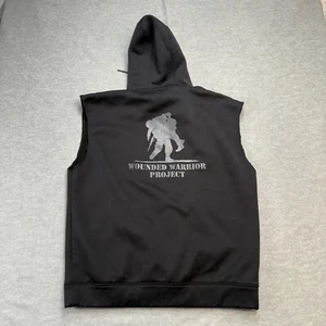 Under Amrour Hoodie Mens Medium Wounded Warrior Project Sleeveless Cutoff Gym - Picture 1 of 9