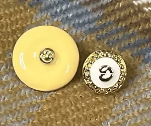 St. John Round Yellow & Gold Cream Enamel SJ Logo Replacement Buttons - Picture 1 of 7