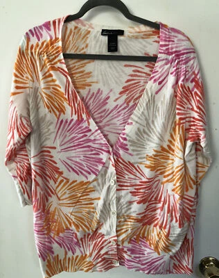 Кардиган на пуговицах Lane Bryant рукав 3/4 розовый, оранжевый, белый размер 22/24 - Изображение 1 из 4