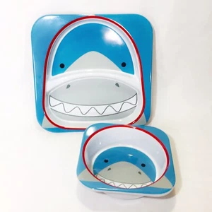 SKIP HOP ZOO Shark Melamine BPA-free Dishwasher Safe Divided Plate & Bowl Set - Picture 1 of 5