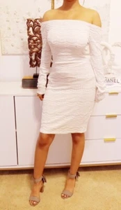 NWT BCBG MAXAZRIA LACE OFF SHOULDER LONG SLEEVE BODYCON PENCIL DRESS SZ XS - Picture 1 of 5