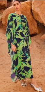 Green and Navy Floral Co-ord Half Sleeve Ruched Front - Picture 1 of 12