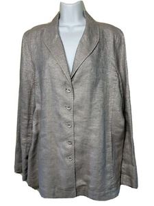 Chaqueta Blazer EILEEN FISHER Mujer Mezcla Lino Brillo Grande Plateada - Imagen 1 de 11