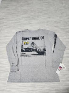 NWT NFL Team Apparel Super Bowl 50 Gray Long Sleeve Shirt - Mens Size M - Picture 1 of 6