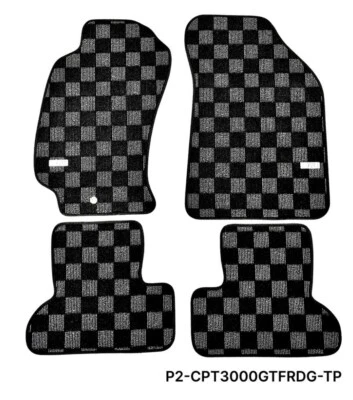 P2M Checkered Race Carpet Floor Mats Set for Dodge Stealth & Mitsubishi 3000GT - Image 1 of 4