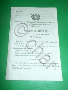 Regno d' Italia Regio Decreto Marina Istruzioni Comandi delle Forze Navali 1866 - Foto 1 di 1