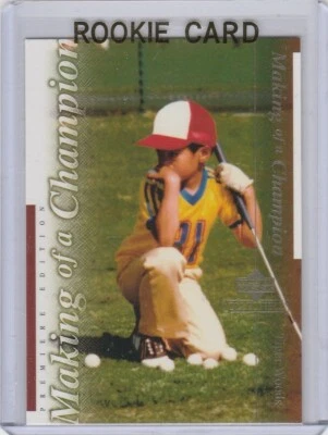 Tarjeta de novato Tiger Woods #1 cubierta superior joven RC 2001 Golf PGA STAR $$ ¡RARA LE! Foto 1 de 2