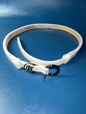 Cinturón Ajustable Express Cuero Blanco Vintage Talla M/L Foto 1 de 4
