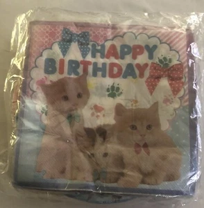 40pc Kitten Happy Birthday Plate & Napkins Set - Picture 1 of 3