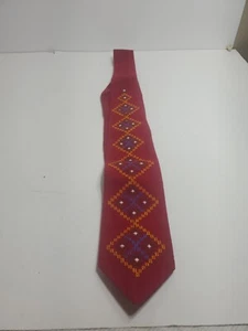 Vintage Handarbeit Krawatte Rauten Design Weihnachten  - Bild 1 von 3