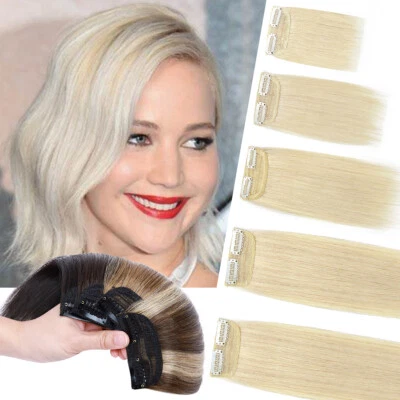 Almohadillas para el cabello clip superior en extensiones de cabello corto de cabello humano Remy real 4-12" rubio Foto 1 de 4