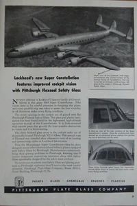 1/1952 PUB PITTSBURGH PLATE GLASS SUPER CONSTELLATION COCKPIT NESA GLASS AD - Picture 1 of 1