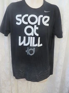 NIKE TEE DRI FIT Athletic Cut LARGE Score At Will Black  - Picture 1 of 4