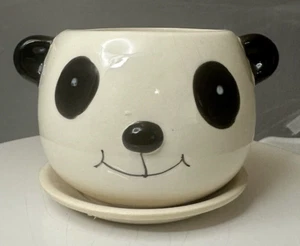 Panda Ceramic Plant Pot Flower Pot or Art Decoration Cute Panda Kawaii 4 inches - Picture 1 of 7