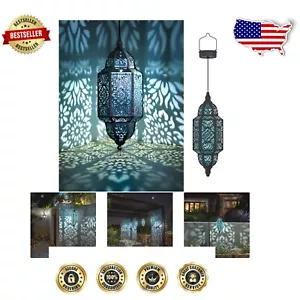 Energy-Saving Metal Solar Lanterns - 2 Pack Elegant Outdoor Lighting Decor - Picture 1 of 8
