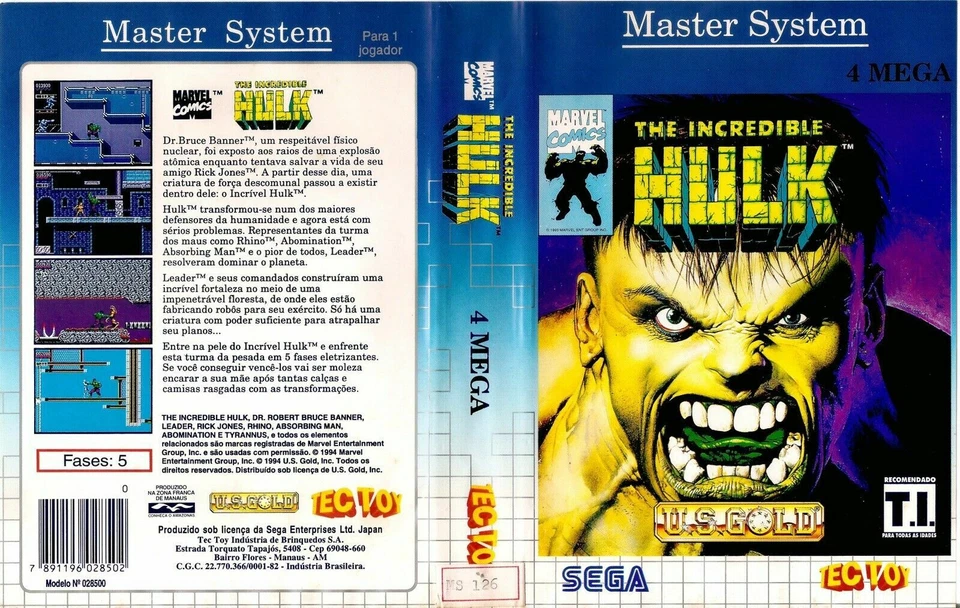 - The Incredible Hulk Master System Box Art Case Insert Cover only - Image 1 of 1