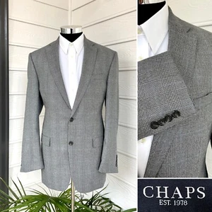 Chaps Ralph Lauren Two-Button Blazer Plaid Poly-Blend Sport Coat Jacket Size 42L - Picture 1 of 8