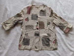 Size 10, Dress Barn Cardigan, 3/4 Arm, Buttom Up, V Neck, Flower Design - Picture 1 of 10