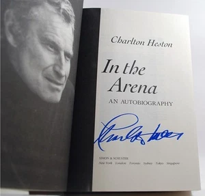 Simon Schuster IN THE ARENA Charlton Heston Signed First Edition First Printing - Picture 1 of 2