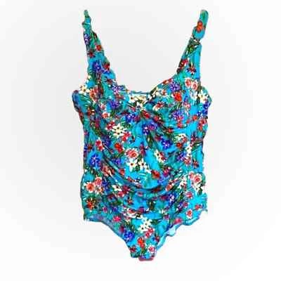 Traje de baño Avenue para mujer estampado floral de una pieza talla 26W multicolor acanalado nuevo con etiquetas Foto 1 de 4