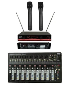 10 Channel Stage USB Party Bluetooth Mp3 Mixer 2CH VHF Wireless Handheld Mic - Picture 1 of 19