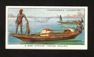 West African Fishing Dug-out--1936 Churchman British Cigarette Card - Picture 1 of 2