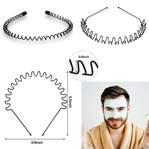 2 x Metal Black Hairband Sports Wave Spring Style Headband Unisex Women Men - Picture 1 of 19