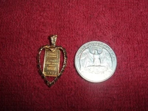 24K GOLD Credit Suisse 999.9 FINE INGOT BAR IN 14K HEART BEZEL PENDANT for CHAIN - Picture 1 of 16