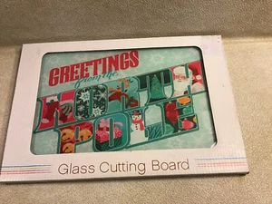 Glass Cutting Board "GREETINGS FROM THE NORTH POLE" 11 3/4 x 7 3/4 Inches - Picture 1 of 6