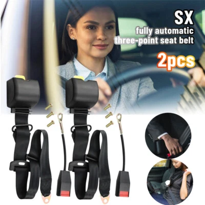 Car Auto 3 Point Car Safety Seat Belts Lap & Belt With Buckle Cable Safety Strap Foto 1 de 4