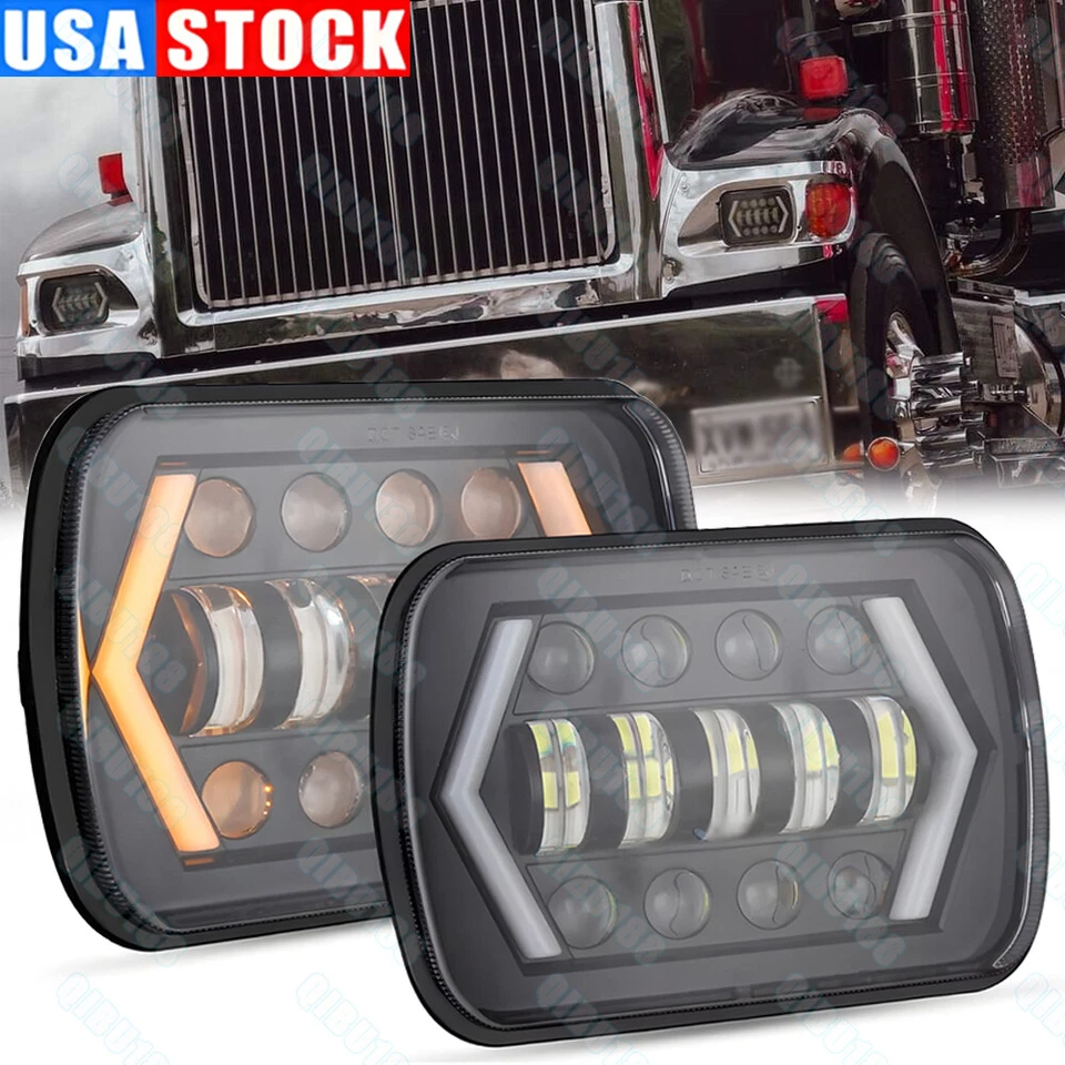 2PCS For International Harvester 9900 9200 9400i 4700 4800 7x6inch Led Headlight - Image 1 of 4