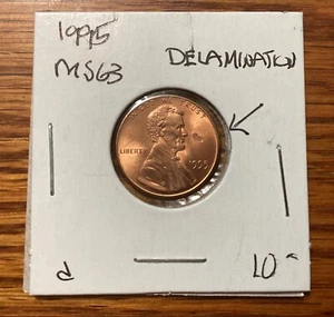 United States 1995 1 Cent Coin (UNC) Delamination Error - Picture 1 of 2