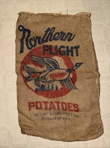Vintage Northern Flight Potatoes Burlap Gunny Sack Bag Nice Colors. (T2) - Picture 1 of 7