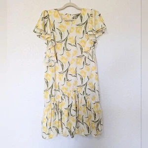Vintage Lady Madonna 80s Maternity Bubble Dress Tulip Print Yellow Size 4/6 - Picture 1 of 9