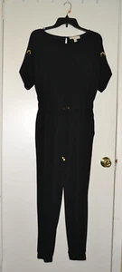 Neu mit Etikett Michael Kors Jumpsuit Damen schwarz Kordelzug schwarz Kurzarm Größe Small - Bild 1 von 10