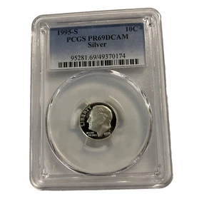 1995 S 10C Silber Roosevelt Dime Proof PCGS PR69DCAM - Bild 1 von 4