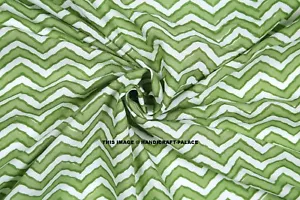 By Yard Indian Chevron Printed Hand block Print Running Loose Cotton Fabrics - Picture 1 of 3
