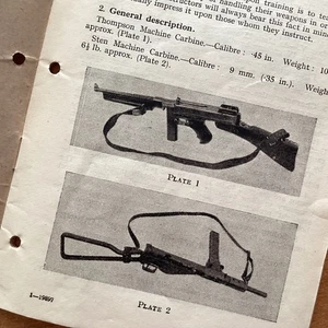 WW2 BRITISH ARMY FIREARMS HISTORY PAMPHLET #21, THOMPSON+STEN MACHINE CARBINE - Picture 1 of 19