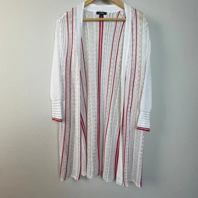 Женский кардиган Alfani XL с длинным рукавом свитер вязаный в красную полоску льняная смесь - Изображение 1 из 4