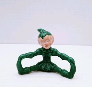 Vintage Gilner Girl Elf Pixie In Green Sitting Holding Toes 1950s **FLAWS** - Picture 1 of 6