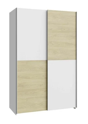 Schwebetürenschrank 120 cm SCHACH&MATT Weiß / Puccini Eiche Schrank - Bild 1 von 4