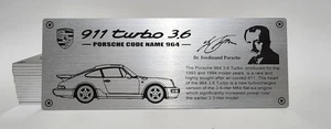 1/8 Porsche 911 964 Turbo 3.6 Metall Typenschild Plakette für GT Spirit - Bild 1 von 2