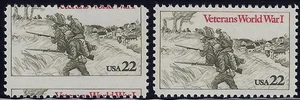 2154 - 22c Misperf Error / EFO "Veterans World War I" "WWI" Mint NH - Picture 1 of 1