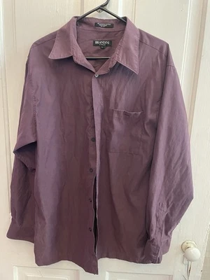 Brandini Button Up Purple Long Sleeve Soft Touch Men’s Shirt Size Large - Image 1 of 3